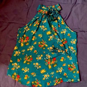 New York and Co Turquoise Floral Tank